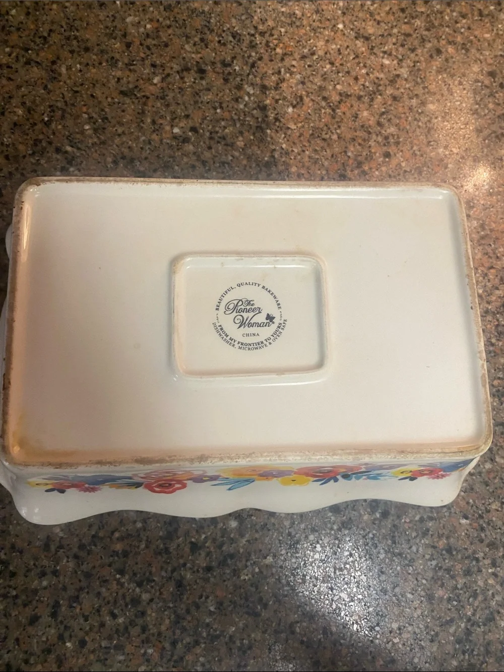 The Pioneer Woman White Ceramic Rectangular Baker with Bright Floral Pattern